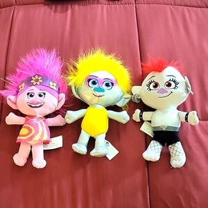 Set Of 3 Dreamworks Trolls from the World Tour Movie Poppy Plush 9"